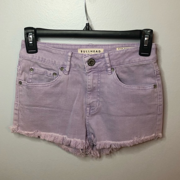 Bullhead Pants - BullHead High Rise Purple Jean Frayed Shorts 1 Jr